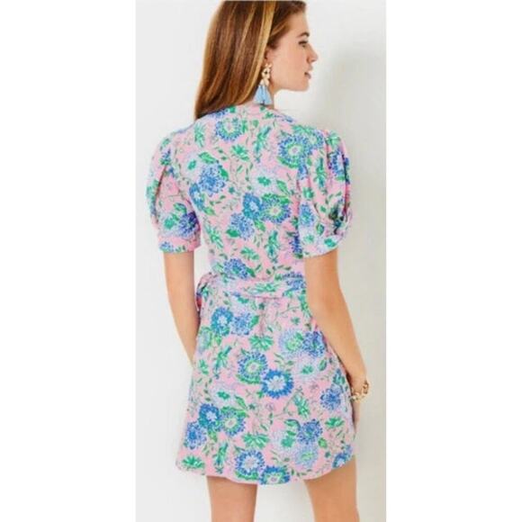 Lilly Pulitzer Sailynn Short Sleeve Wrap Romper Conch Shell Pink Size Small - Picture 5 of 14